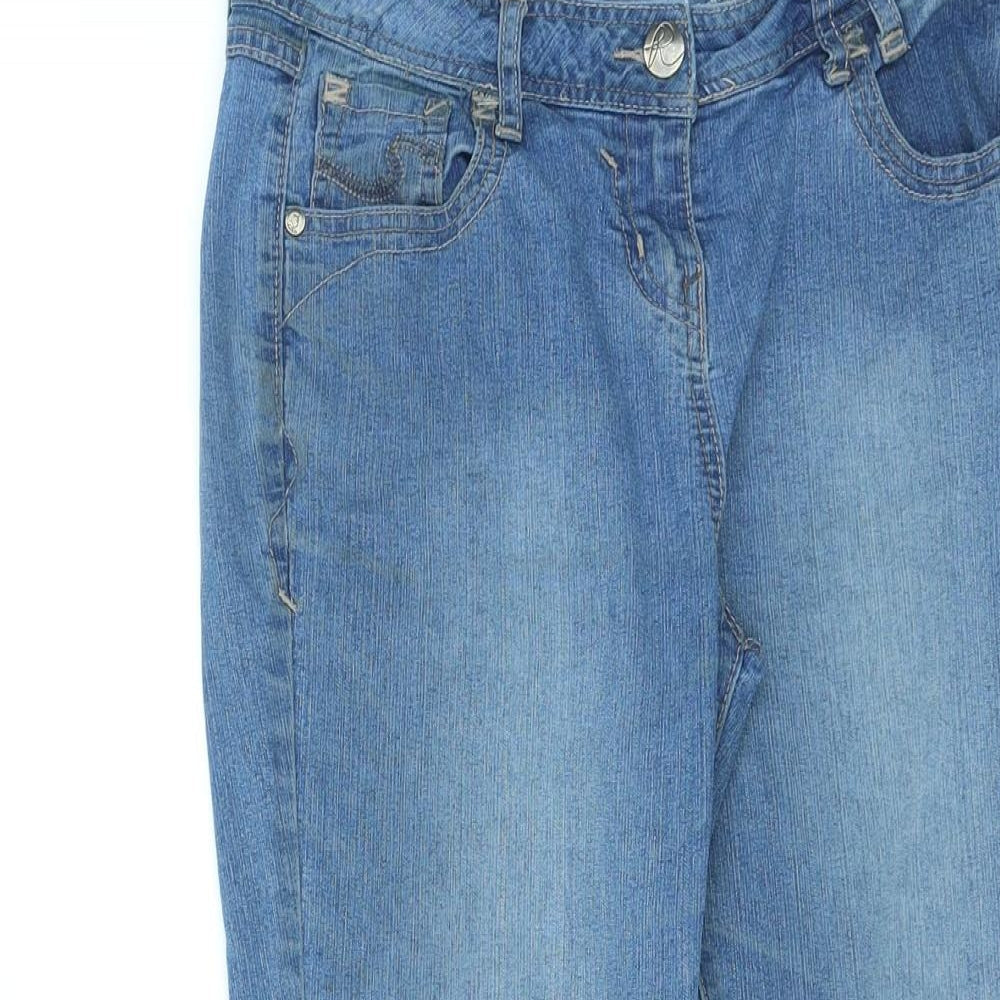 Red Herring Womens Blue Cotton Cropped Jeans Size 8 L21 in Regular Zip