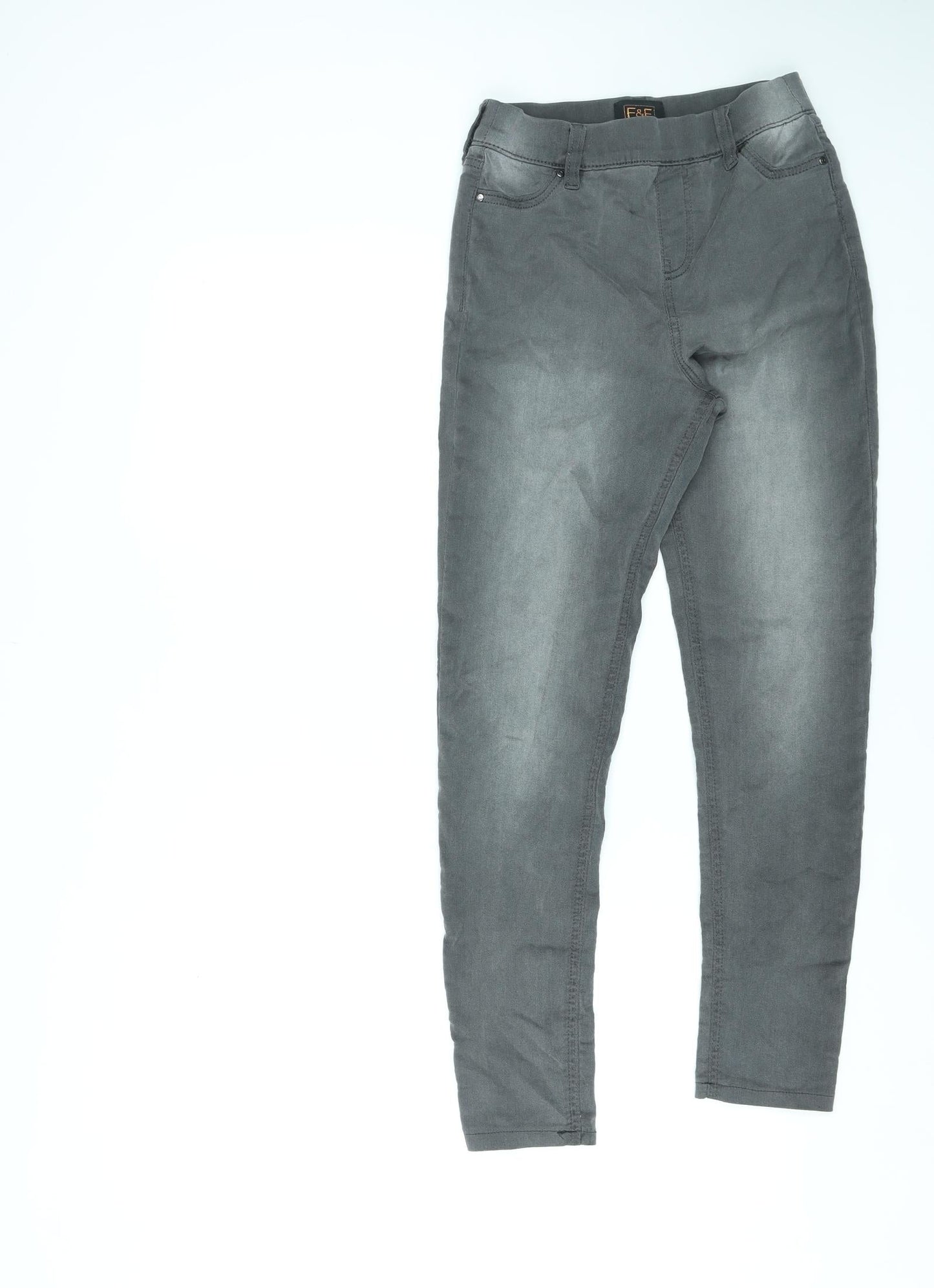 F&F Womens Grey Cotton Skinny Jeans Size 8 L27 in Regular