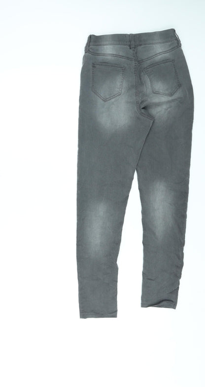 F&F Womens Grey Cotton Skinny Jeans Size 8 L27 in Regular