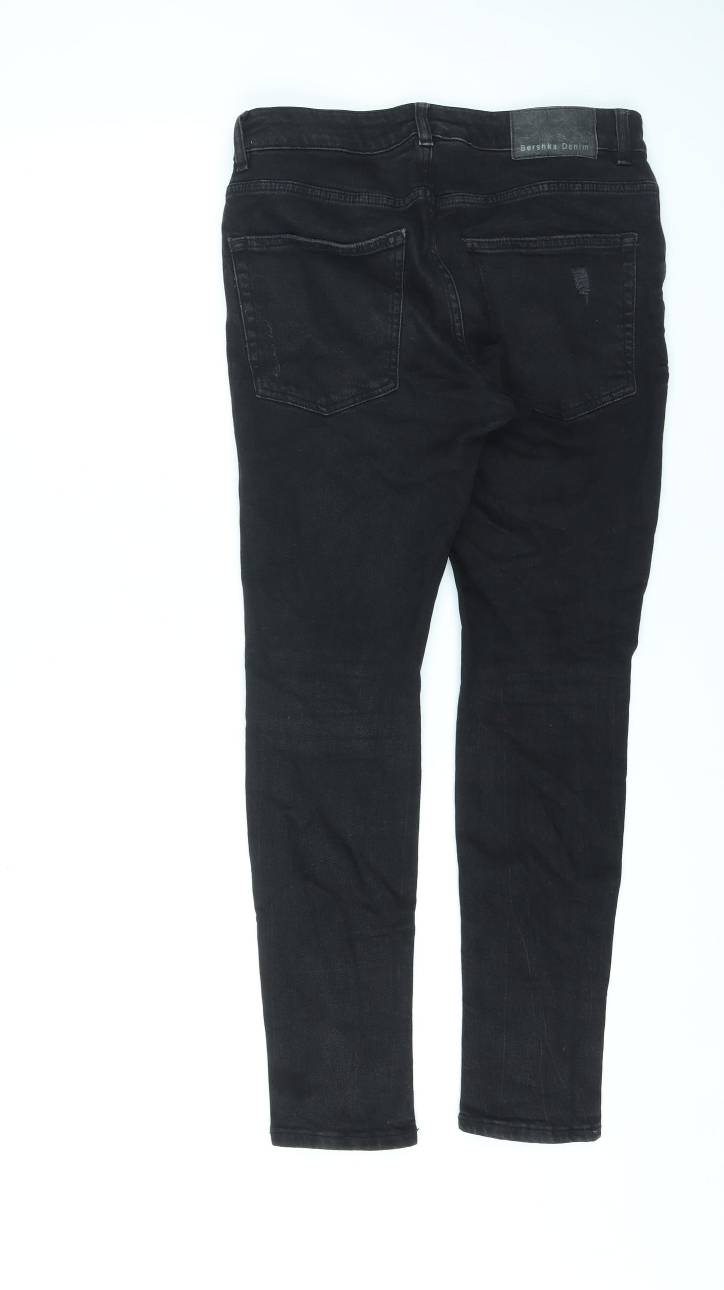 Bershka Womens Black Cotton Skinny Jeans Size 10 L27 in Regular Zip