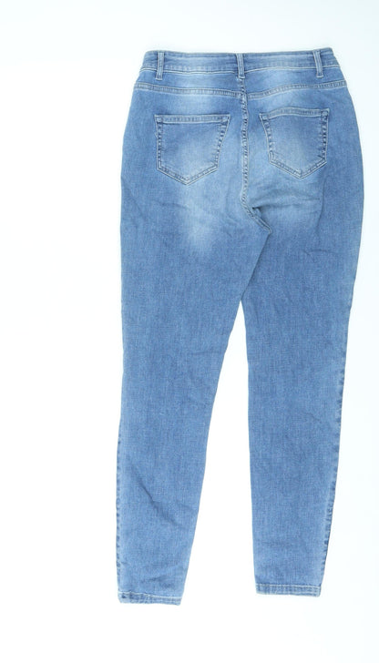 Maison Clinqcent Womens Blue Cotton Skinny Jeans Size 12 L27 in Regular Zip