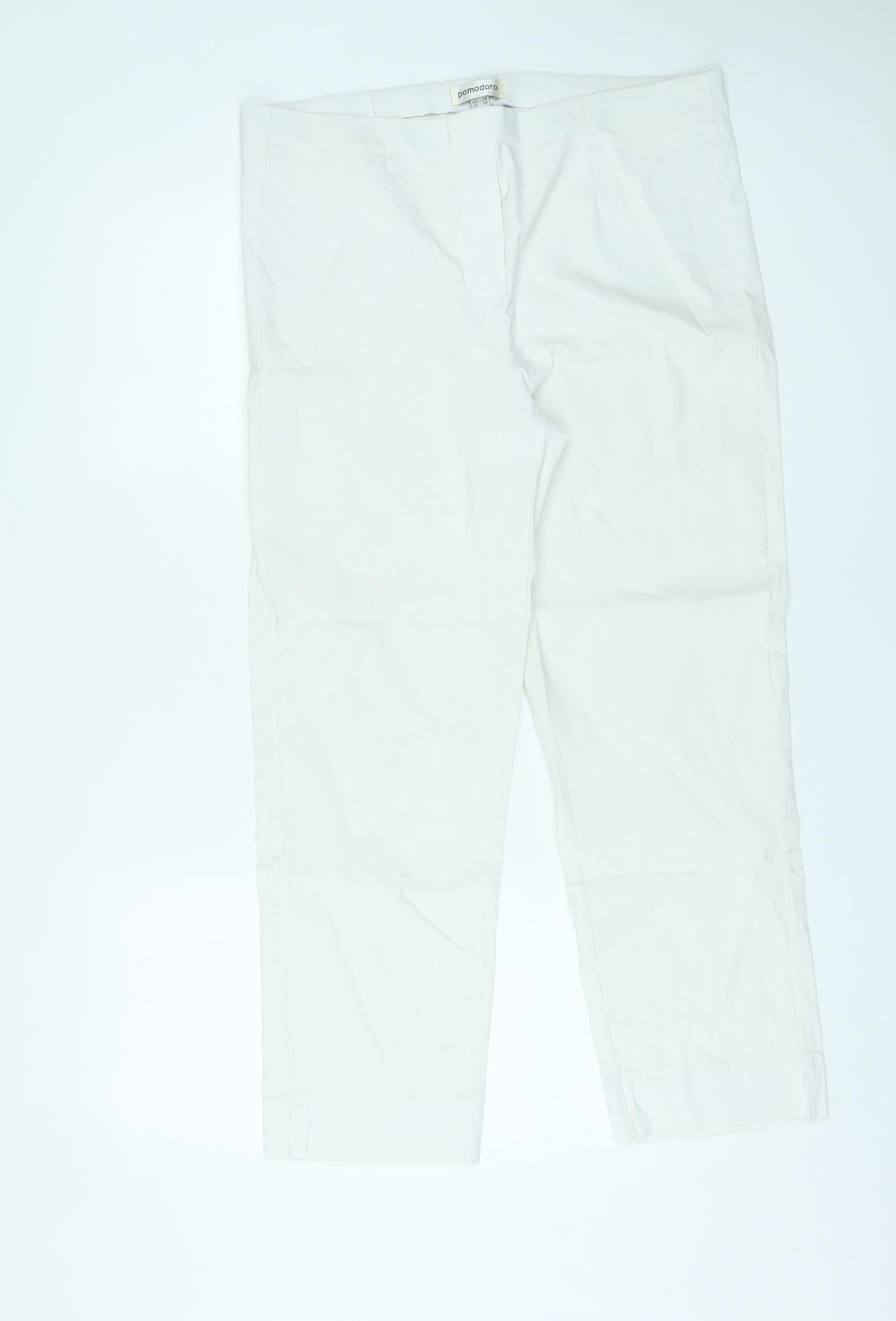 Pomodoro Womens White Viscose Trousers Size 18 L26 in Regular