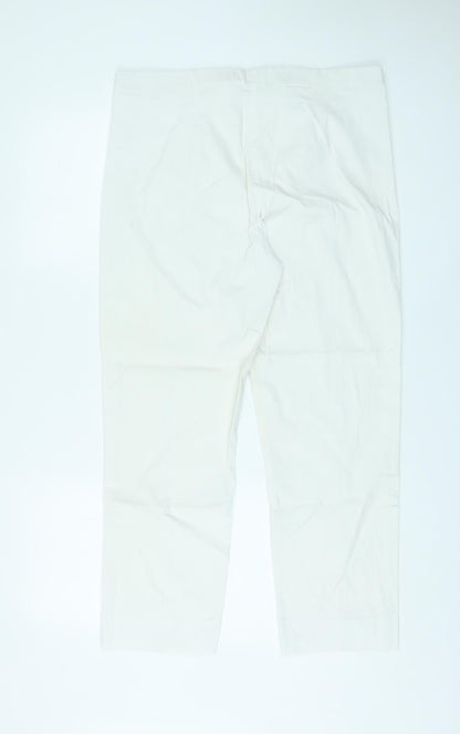 Pomodoro Womens White Viscose Trousers Size 18 L26 in Regular