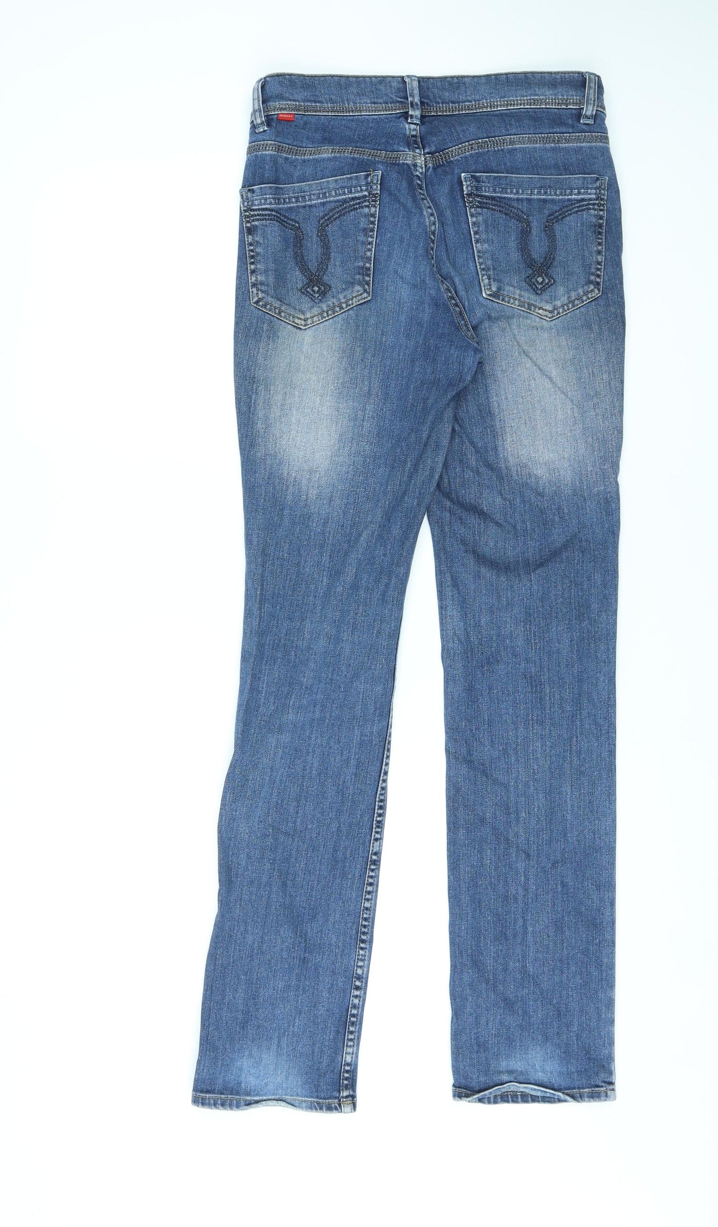 Jackpot Womens Blue Cotton Straight Jeans Size 6 L31 in Regular Zip