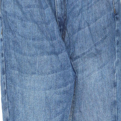 TU Womens Blue Cotton Straight Jeans Size 8 L27 in Regular Zip - Raw Hems