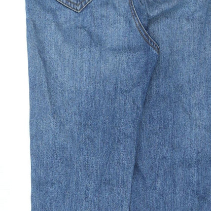 TU Womens Blue Cotton Straight Jeans Size 8 L27 in Regular Zip - Raw Hems