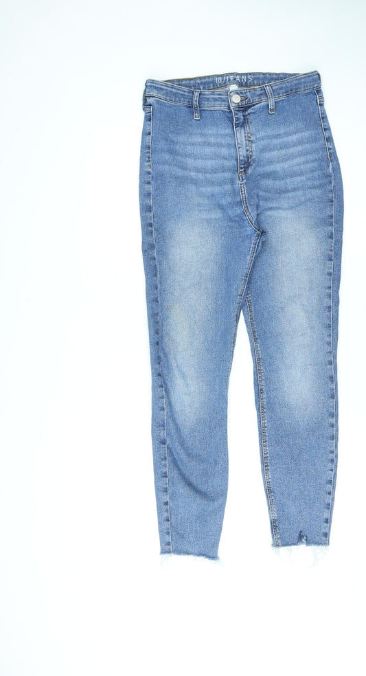 River Island Womens Blue Cotton Skinny Jeans Size 14 L27 in Regular Zip