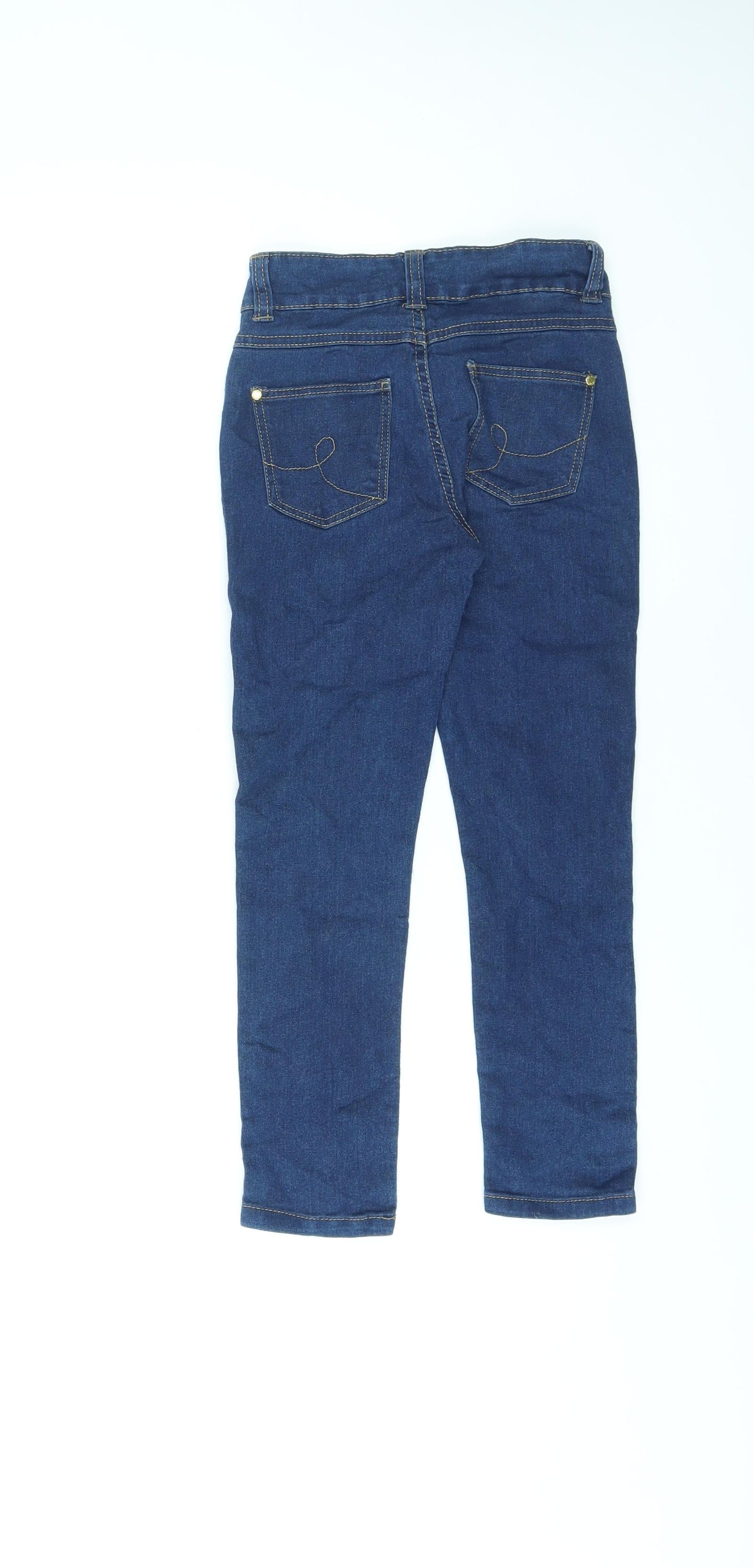 Denim & Co. Girls Blue Cotton Skinny Jeans Size 7-8 Years L21 in Regular Zip