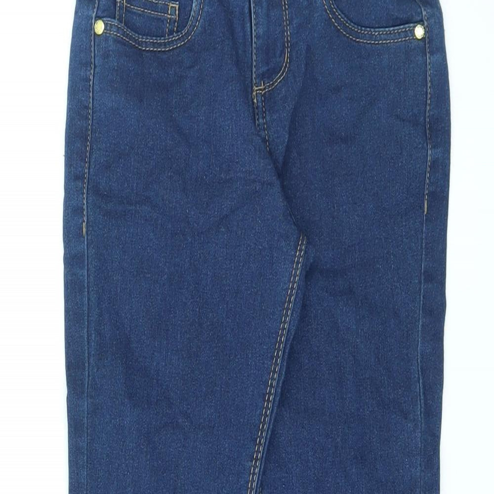 Denim & Co. Girls Blue Cotton Skinny Jeans Size 7-8 Years L21 in Regular Zip