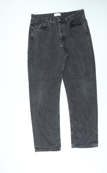 ASOS Womens Black Cotton Straight Jeans Size 34 in L31 in Regular Zip