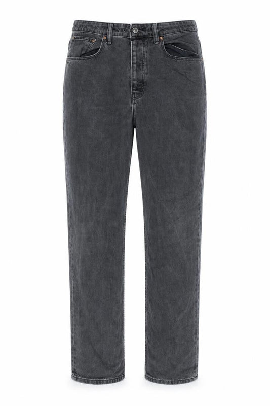 Front view of ASOS women’s black cotton straight jeans, size UK 34, in, 31-inch leg regular zip