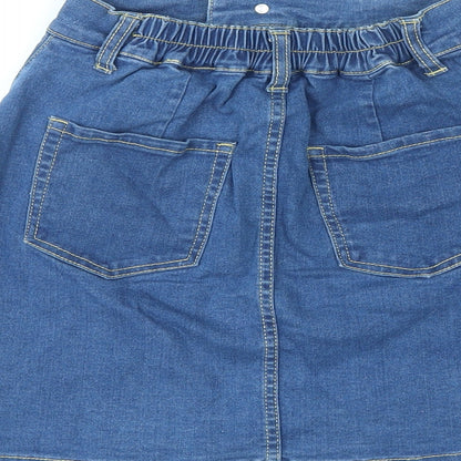 Wego Standard Womens Blue Cotton A-Line Skirt Size XS Zip - Elasticated Waist