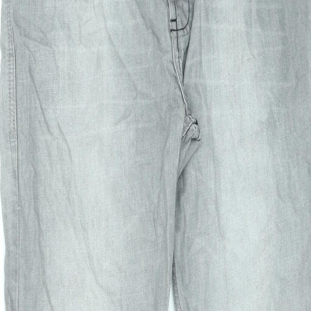 George Mens Grey Cotton Straight Jeans Size 36 in L31 in Slim Zip