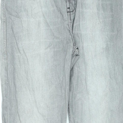 George Mens Grey Cotton Straight Jeans Size 36 in L31 in Slim Zip