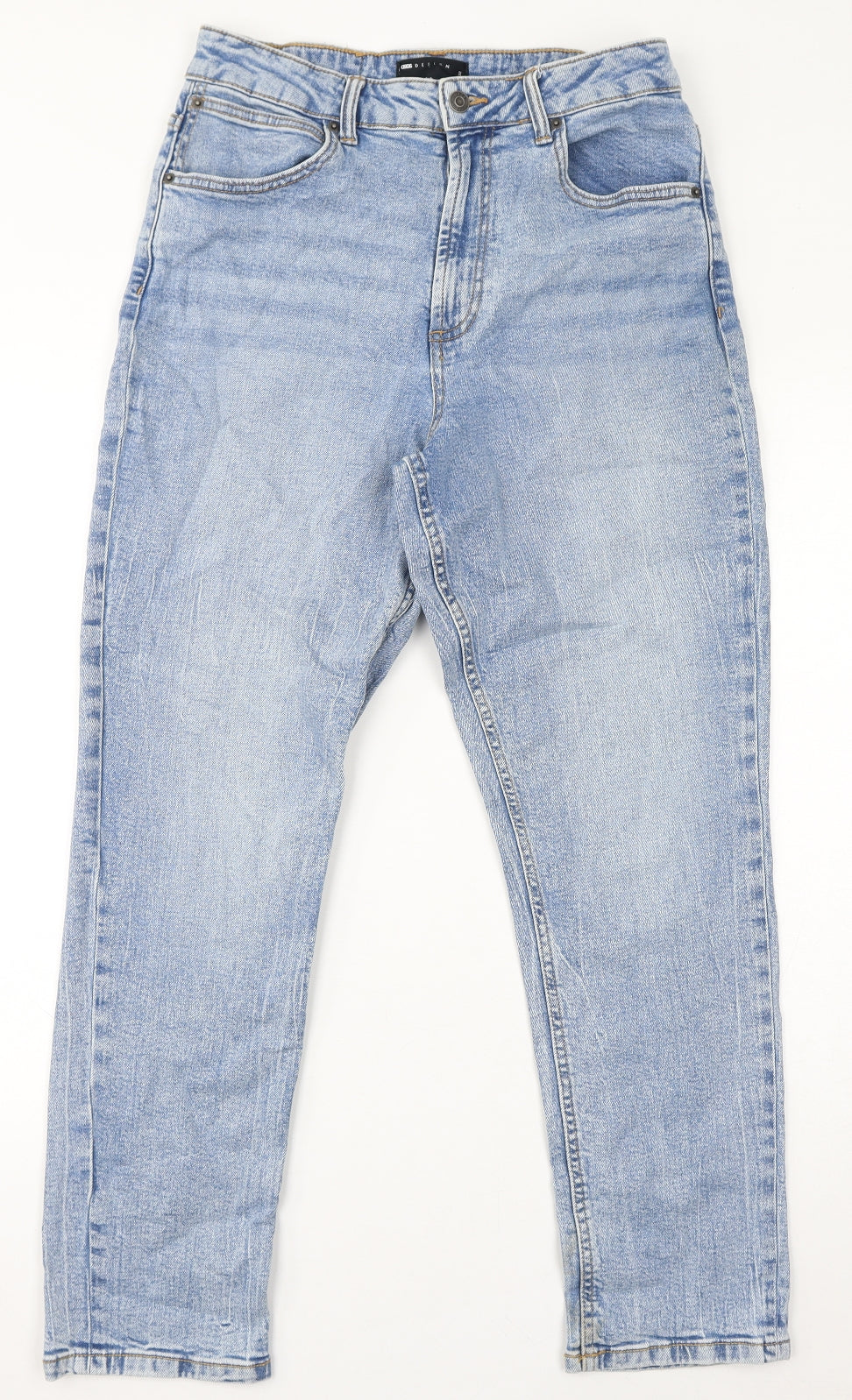 ASOS Womens Blue Cotton Straight Jeans Size 30 L32 in Regular Zip