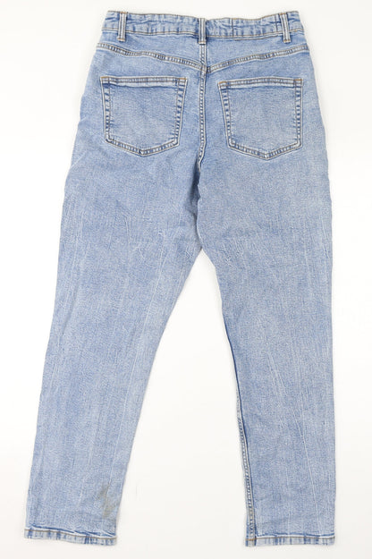 ASOS Womens Blue Cotton Straight Jeans Size 30 L32 in Regular Zip