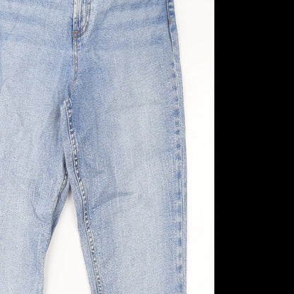ASOS Womens Blue Cotton Straight Jeans Size 30 L32 in Regular Zip
