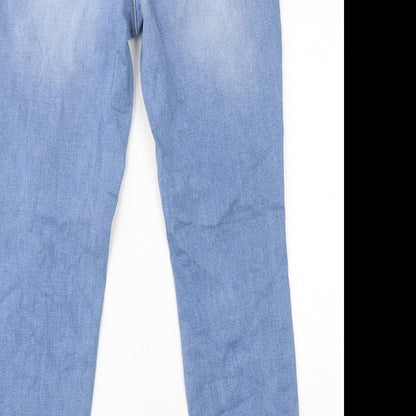 B.You Womens Blue Cotton Tapered Jeans Size 12 L29 in Regular Zip