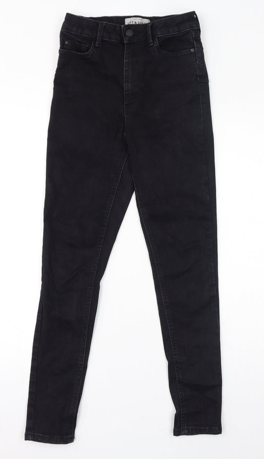 New Look Womens Black Cotton Skinny Jeans Size 8 L27 in Regular Zip