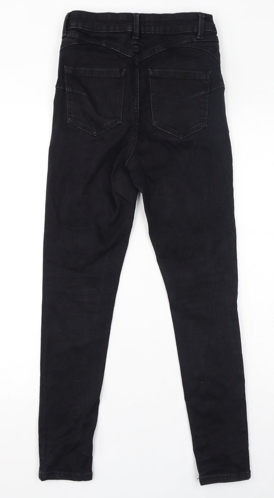 New Look Womens Black Cotton Skinny Jeans Size 8 L27 in Regular Zip