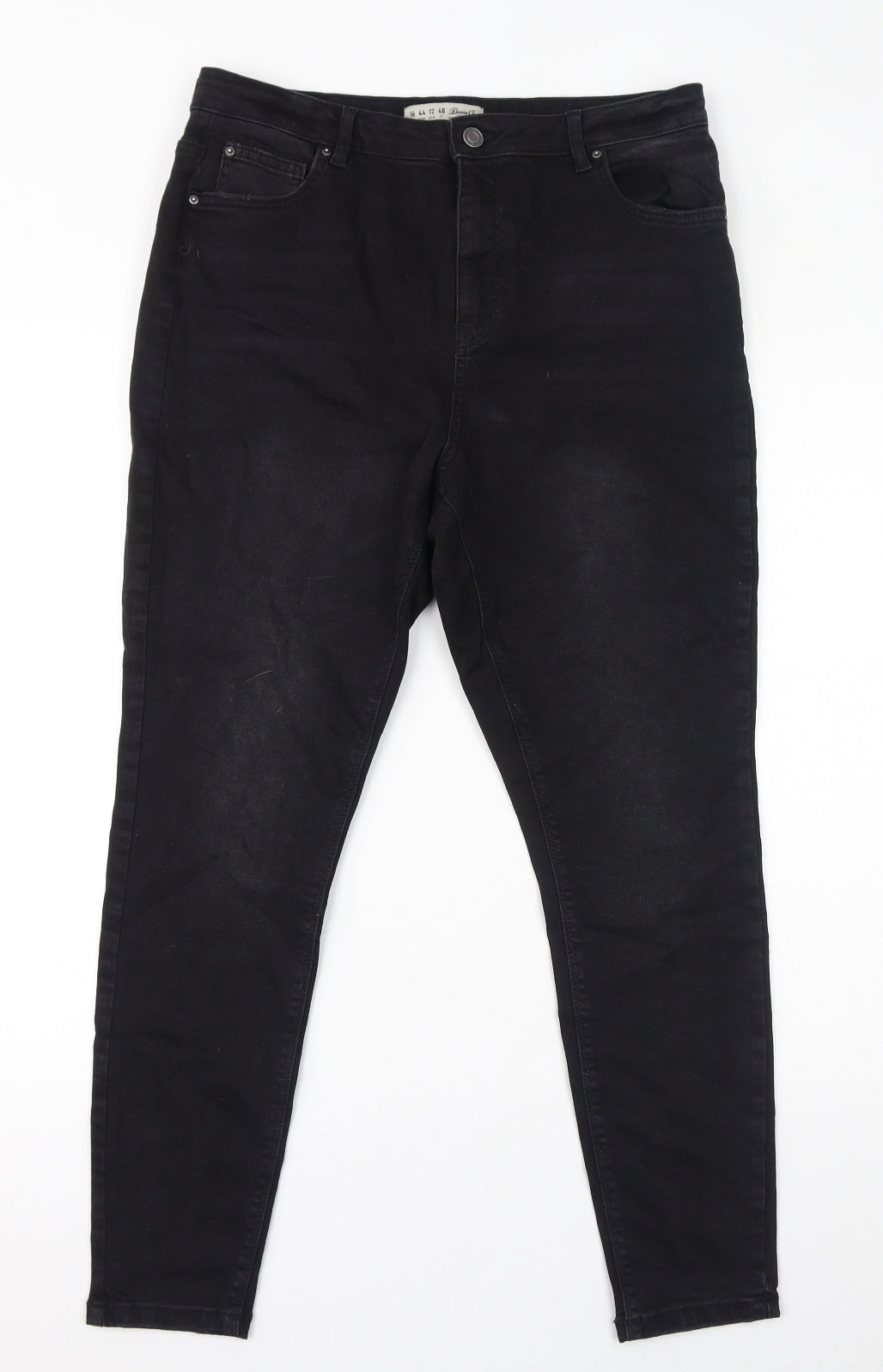 Denim & Co. Womens Black Cotton Tapered Jeans Size 16 L27 in Regular Zip