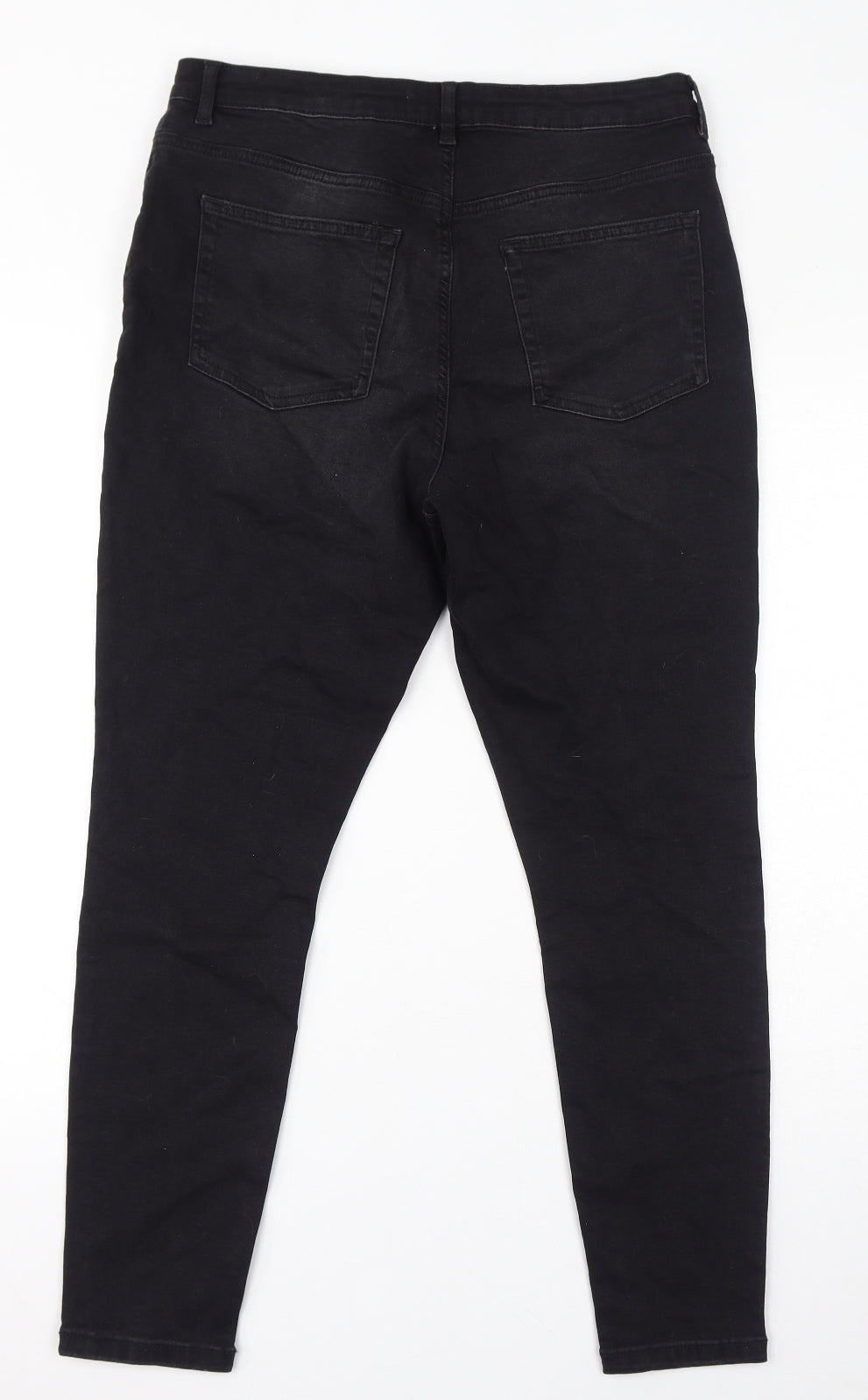 Denim & Co. Womens Black Cotton Tapered Jeans Size 16 L27 in Regular Zip