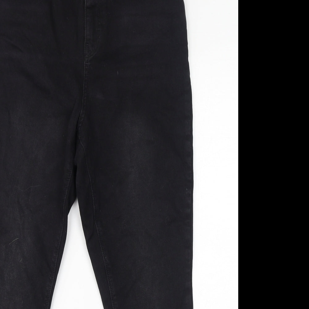 Denim & Co. Womens Black Cotton Tapered Jeans Size 16 L27 in Regular Zip