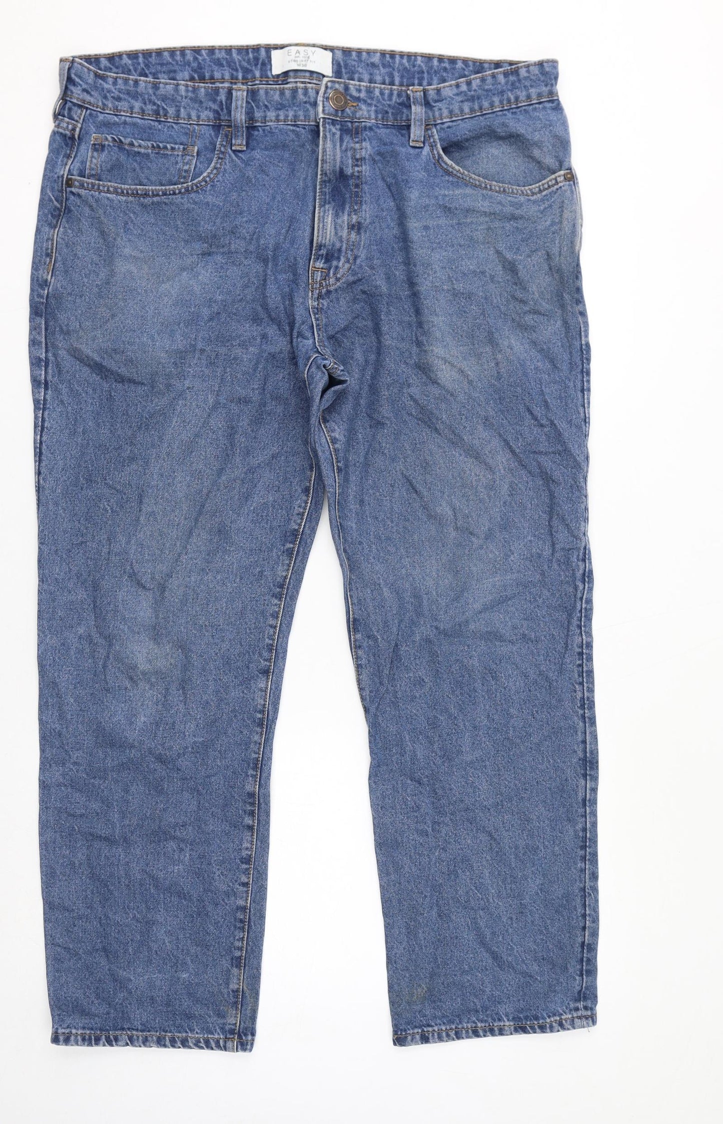 Womens UK Size 38 in Easy Regular Fit Cropped Blue Jeans