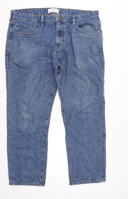 Womens UK Size 38 in Easy Regular Fit Cropped Blue Jeans
