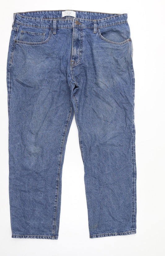 Womens UK Size 38 in Easy Regular Fit Cropped Blue Jeans