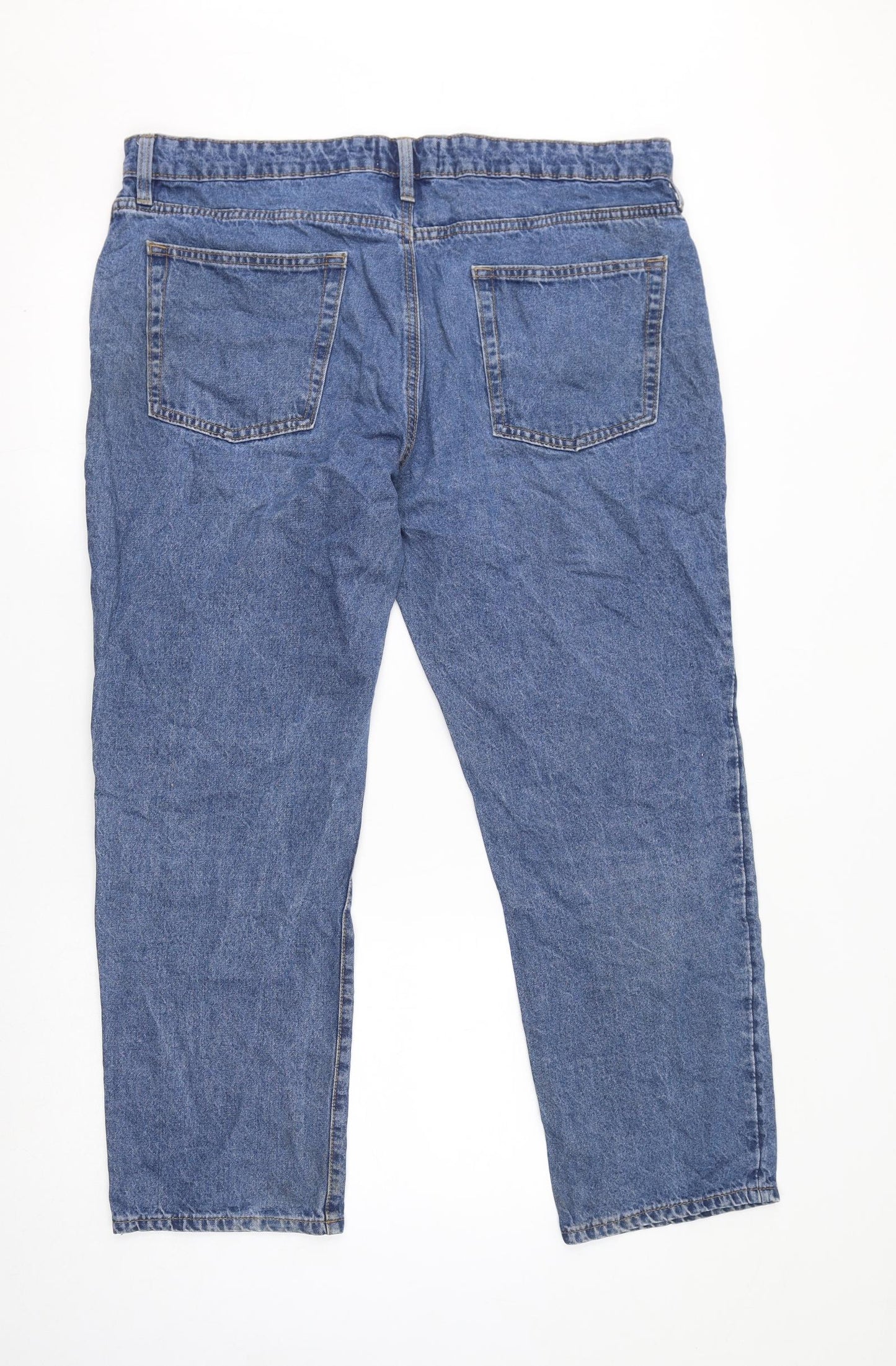 Womens UK Size 38 in Easy Regular Fit Cropped Blue Jeans