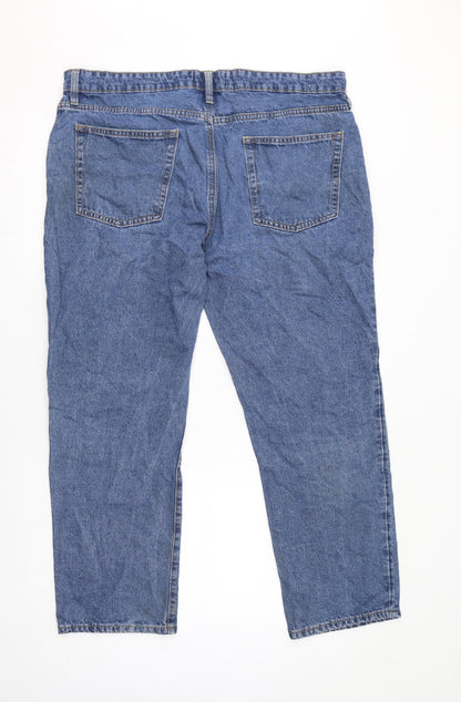 Womens UK Size 38 in Easy Regular Fit Cropped Blue Jeans