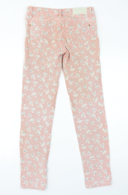 River Island Womens Red Striped Cotton Tapered Jeans Size 8 L30 in Regular Zip - Fans