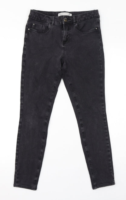 George Womens Black Cotton Skinny Jeans Size 8 L25 in Regular Zip