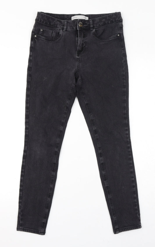 George Womens Black Cotton Skinny Jeans Size 8 L25 in Regular Zip