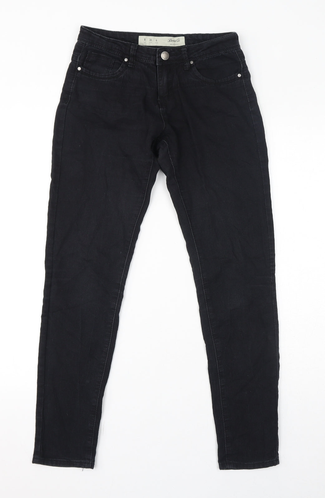 Denim & Co. Womens Black Cotton Skinny Jeans Size 8 L28 in Regular Zip