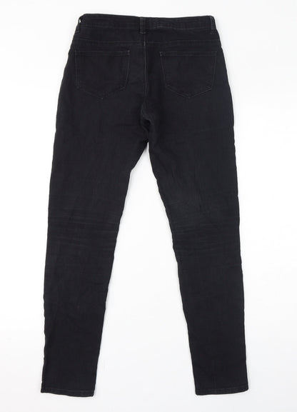 Denim & Co. Womens Black Cotton Skinny Jeans Size 8 L28 in Regular Zip