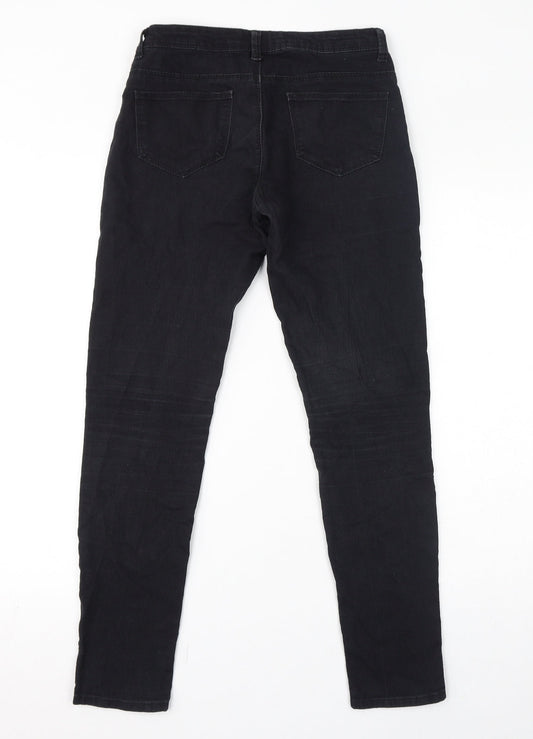 Denim & Co. Womens Black Cotton Skinny Jeans Size 8 L28 in Regular Zip