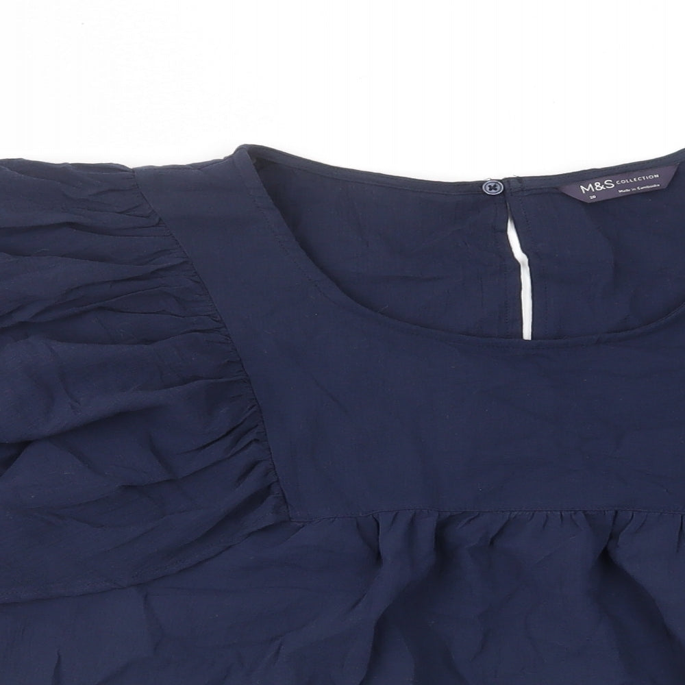 Womens UK Size 20 Marks and Spencer Blue Basic Blouse