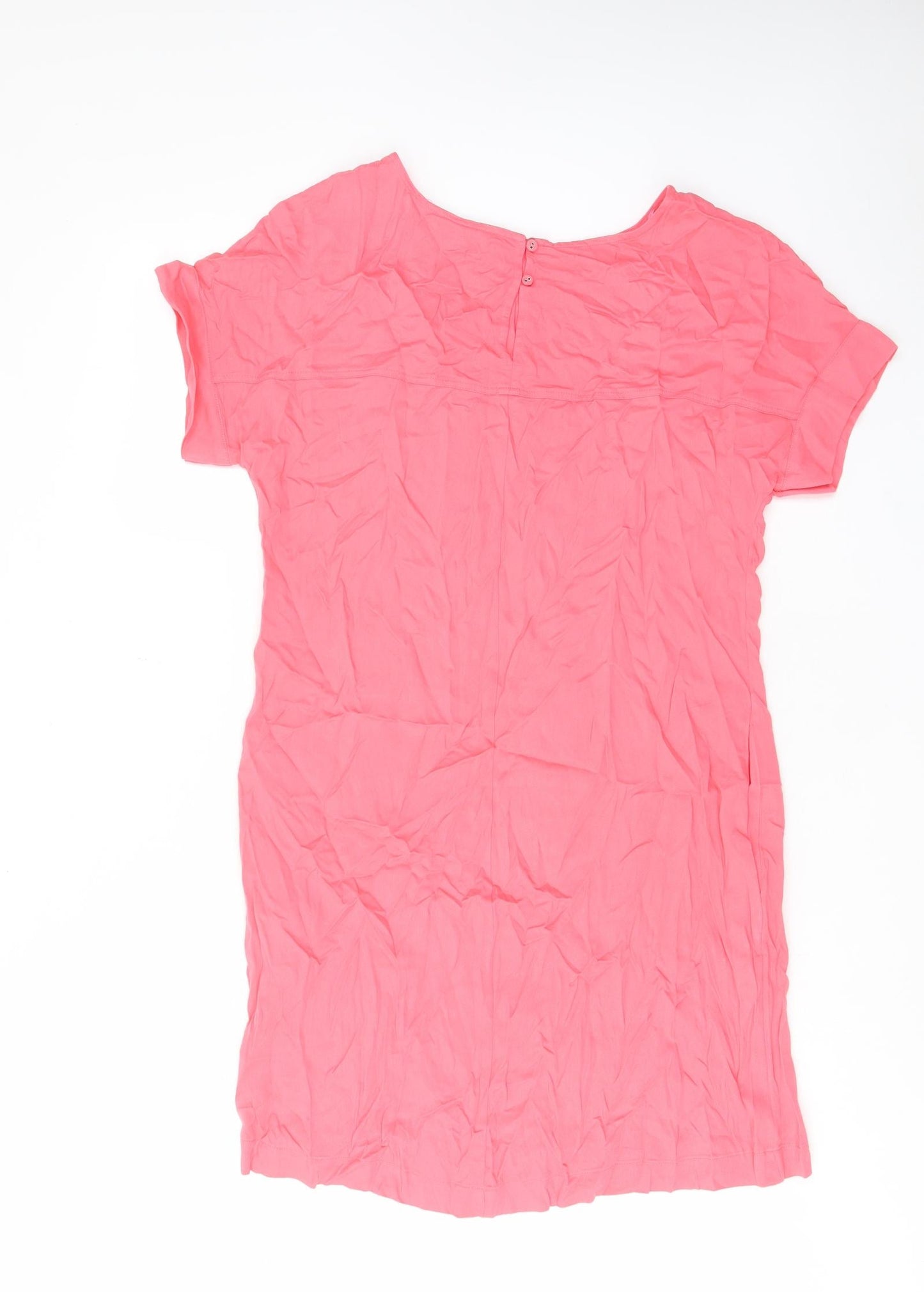 Marks and Spencer Womens Pink Viscose A-Line Size 10 Crew Neck Button