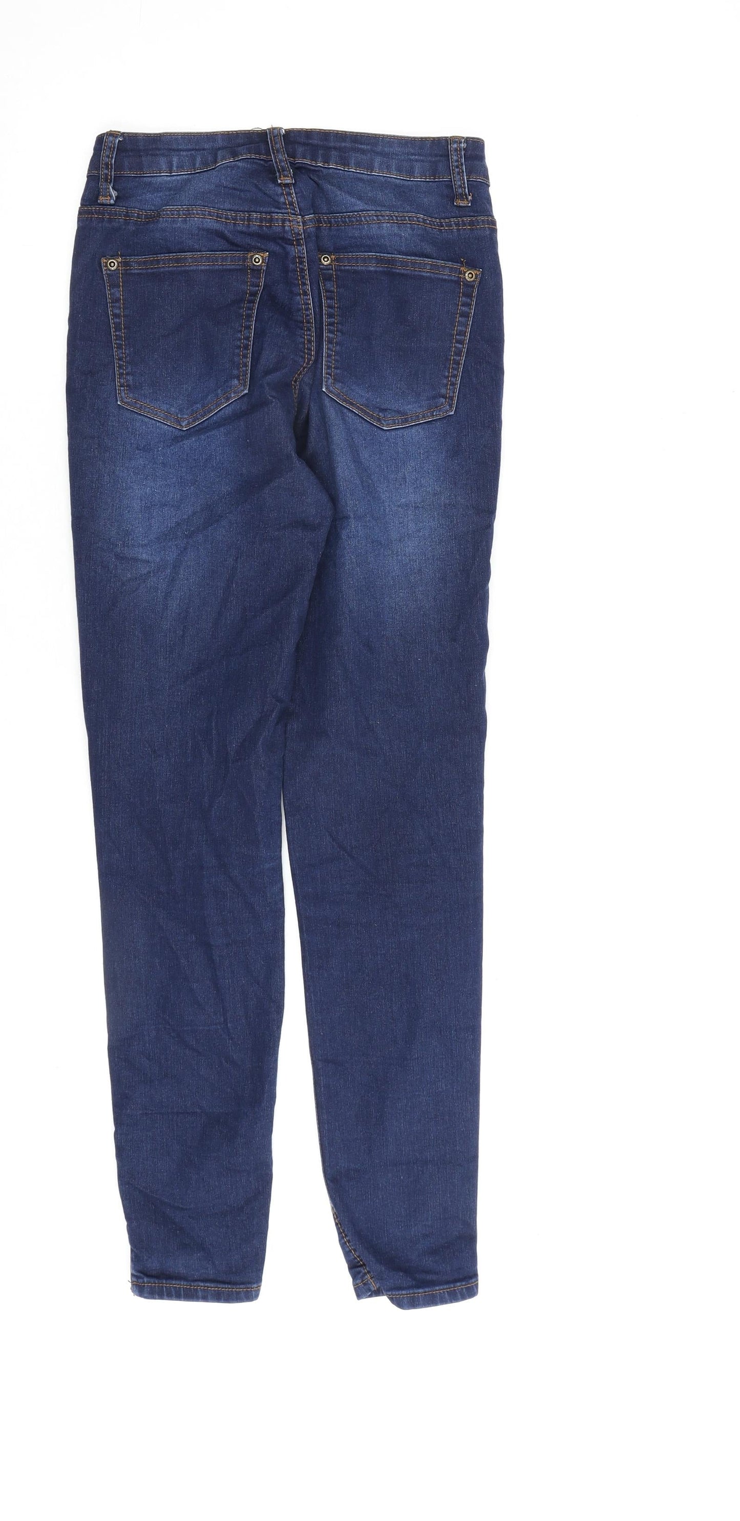 PRETTYLITTLETHING Womens Blue Cotton Skinny Jeans Size 6 L28 in Regular Zip