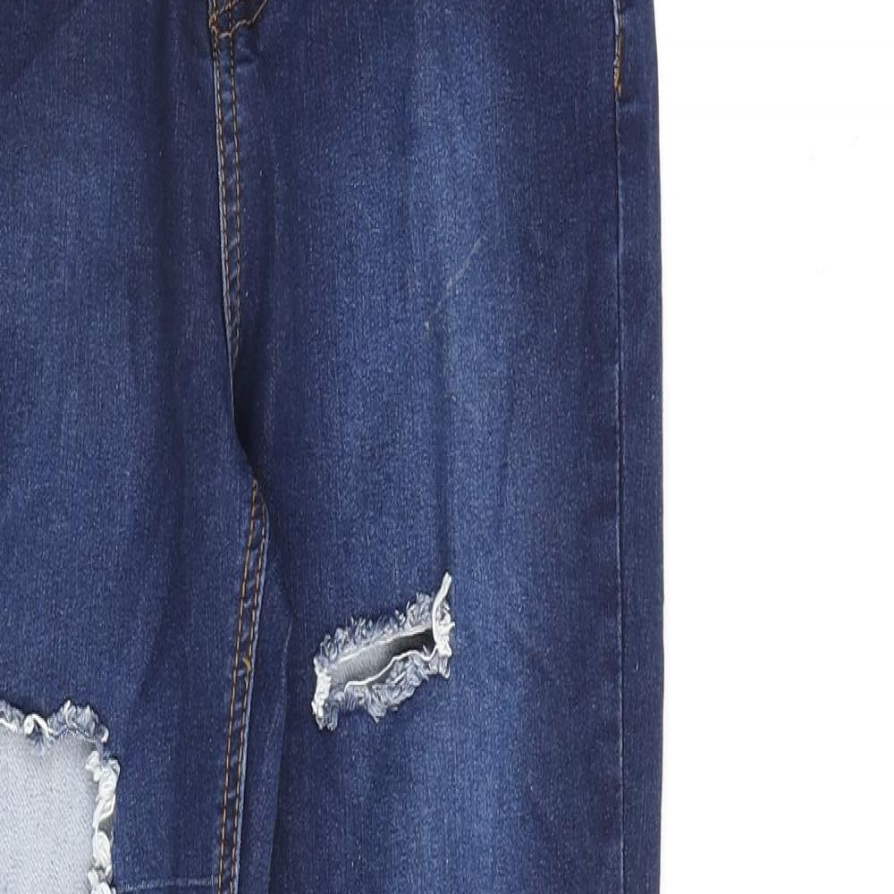 PRETTYLITTLETHING Womens Blue Cotton Skinny Jeans Size 6 L28 in Regular Zip