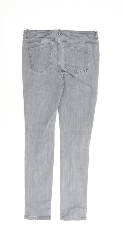 Mint Velvet Womens Grey Cotton Straight Jeans Size 10 L28 in Regular Zip