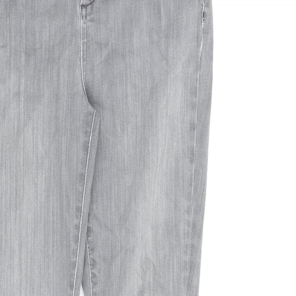 Mint Velvet Womens Grey Cotton Straight Jeans Size 10 L28 in Regular Zip