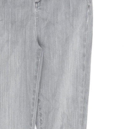 Mint Velvet Womens Grey Cotton Straight Jeans Size 10 L28 in Regular Zip