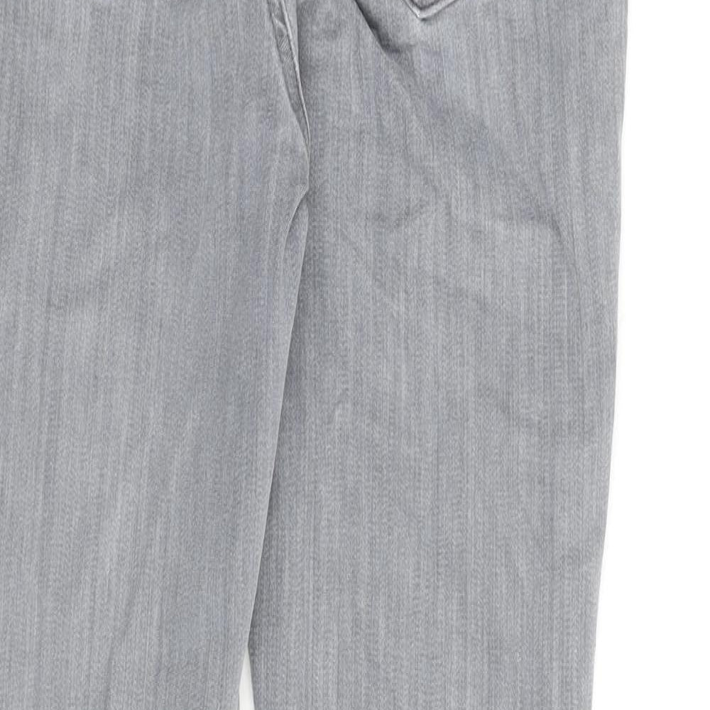 Mint Velvet Womens Grey Cotton Straight Jeans Size 10 L28 in Regular Zip