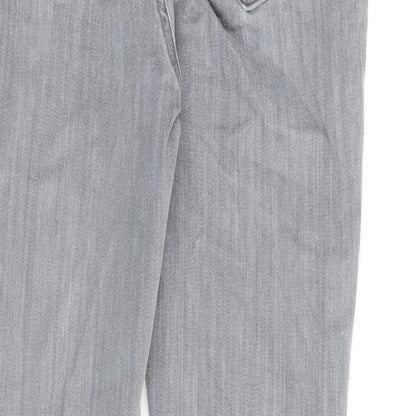 Mint Velvet Womens Grey Cotton Straight Jeans Size 10 L28 in Regular Zip