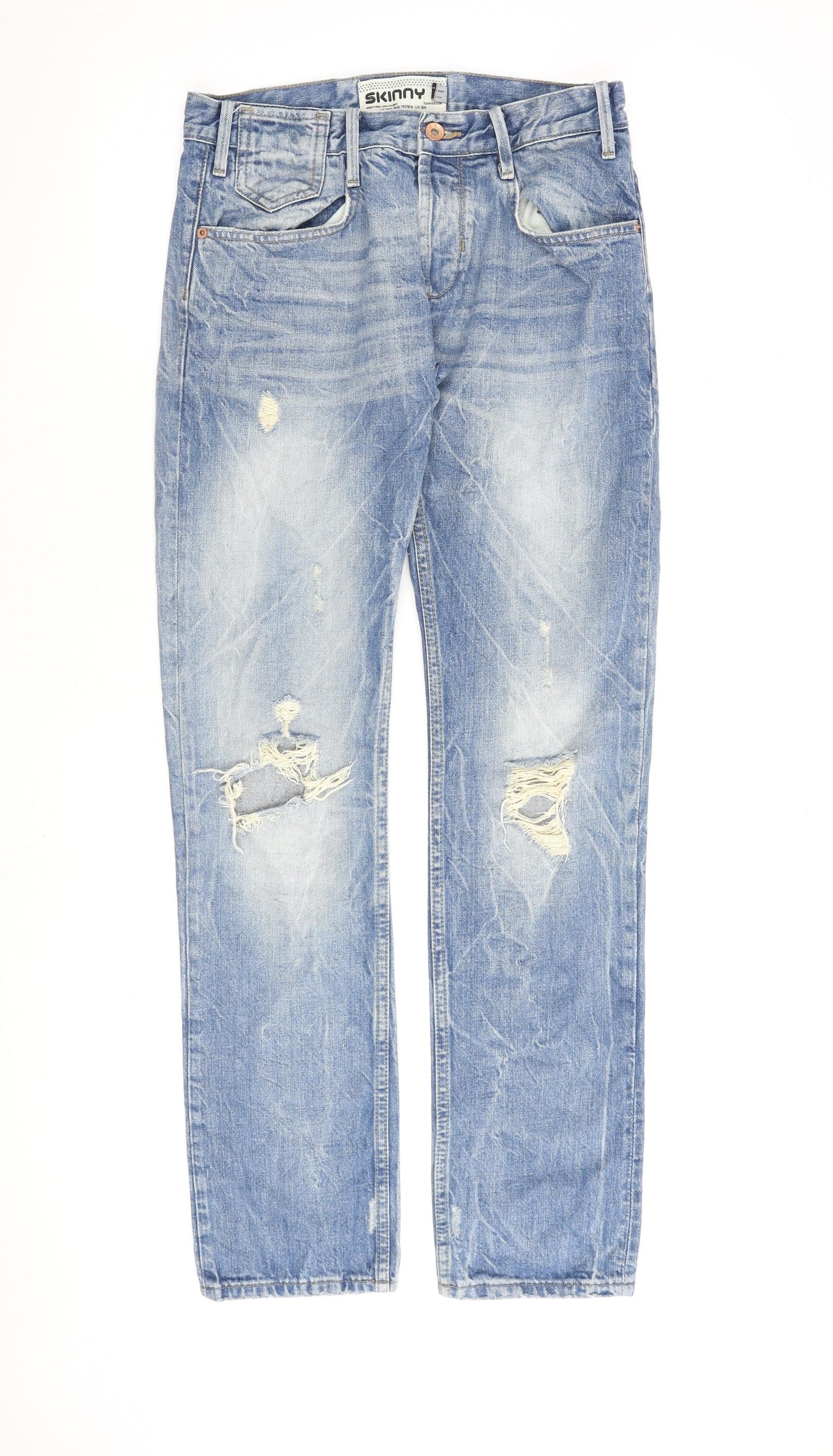 Mens UK Size 30 in Topman Regular Fit Straight Blue Jeans