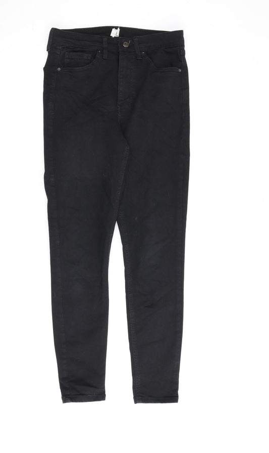 Topshop Womens Black Cotton Skinny Jeans Size 28 in L32 in Regular Zip