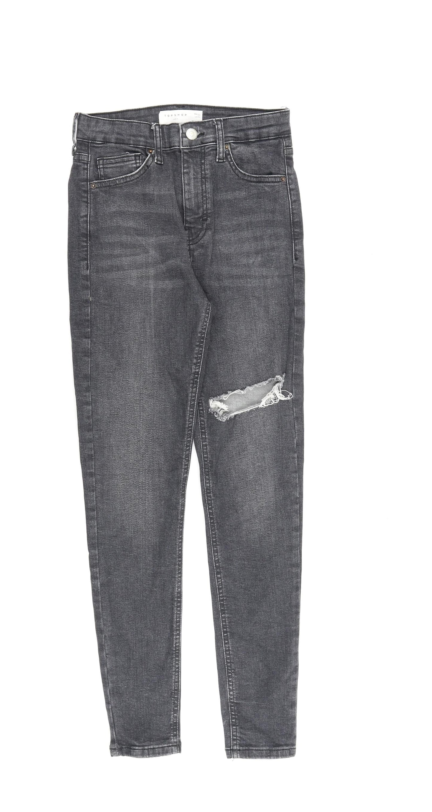 Topshop Womens Grey Cotton Skinny Jeans Size 26 in L32 in Regular Zip